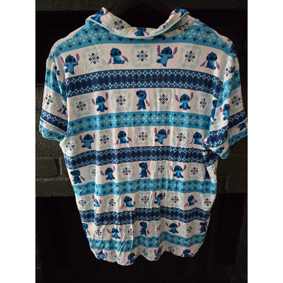 Disney Stitch Womens Button Down Christmas winter Pajama Top size large - Picture 5 of 5